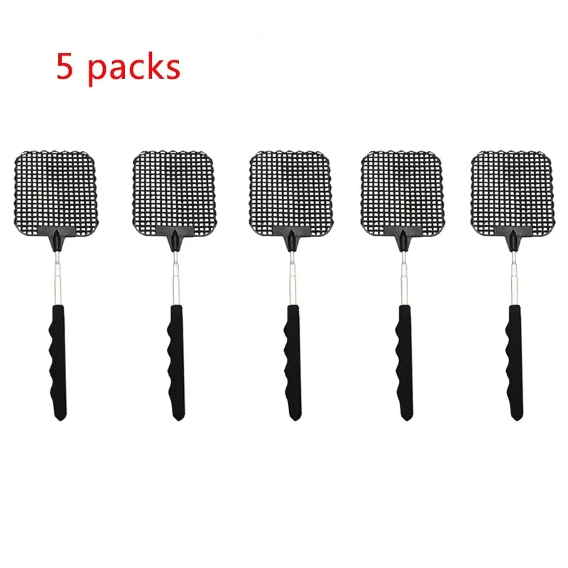 1 Pack Of Black Creative Fly Swatter Mosquito Swatter Stainless Steel Expansion Design Fly Repellent Supplies