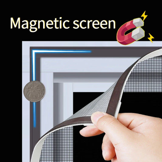 magnetic screen door  mosquito net   Magnetic Window Screen Tulle Mesh Stealth Customize DIY Mesh Curtain Removable Washable