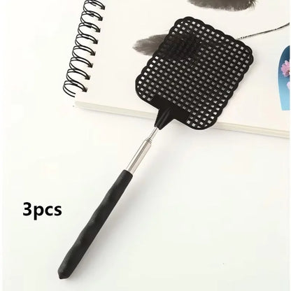 1 Pack Of Black Creative Fly Swatter Mosquito Swatter Stainless Steel Expansion Design Fly Repellent Supplies